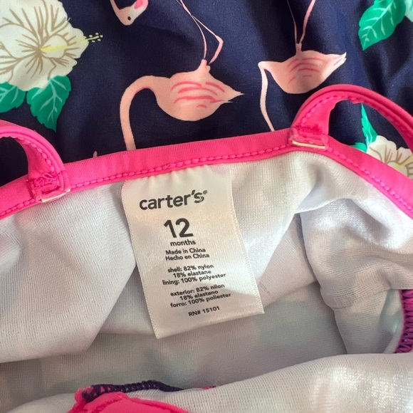 Carter's Pink and Navy Flamingo Swimsuit 12M - Picture 3 of 3